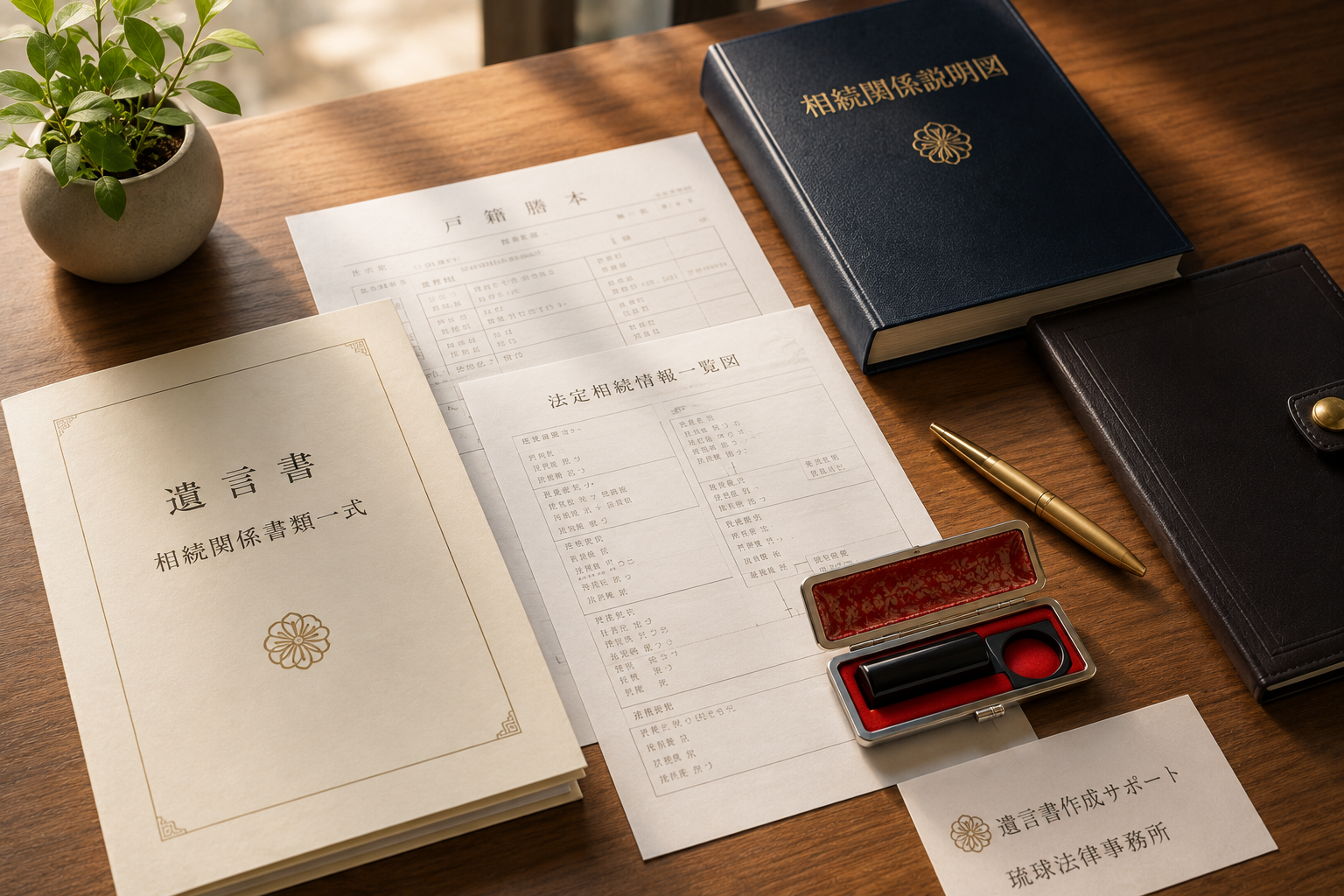 遺言書と相続書類のイメージ